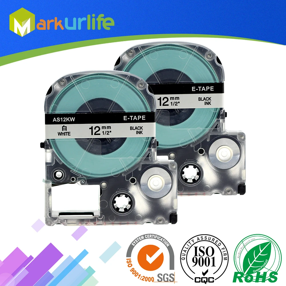 2 шт./лот лента Lanimated Tape для KINGJIM/Epson SS12KW этикетка Carytridge совместимая с EPSON LW 300 (12 мм x 8
