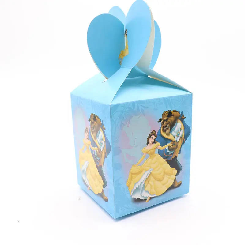 Candy box 6pcs Красавица и Чудовище День Рождения вечерние украшения Дети Девушка Вечерние одноразовые Посуда Набор принадлежностей салфетки под чашки пользу - Цвет: Candy box 6pcs