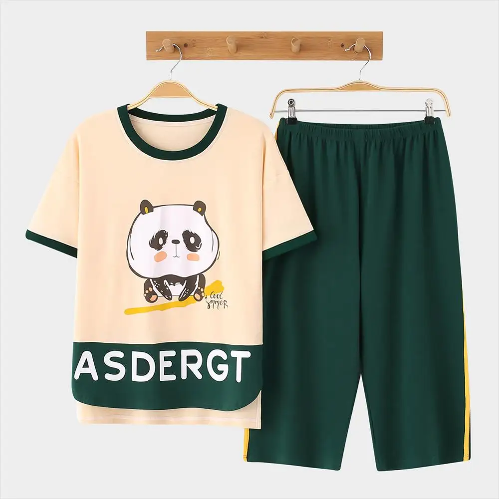 PJ-Green DANALA, хлопковые повседневные женские пижамы, наборы, летние, одноцветные, простые, Vogue, с коротким рукавом, пижамы, наборы, женские домашние костюмы, ночное белье - Цвет: PJ-Green