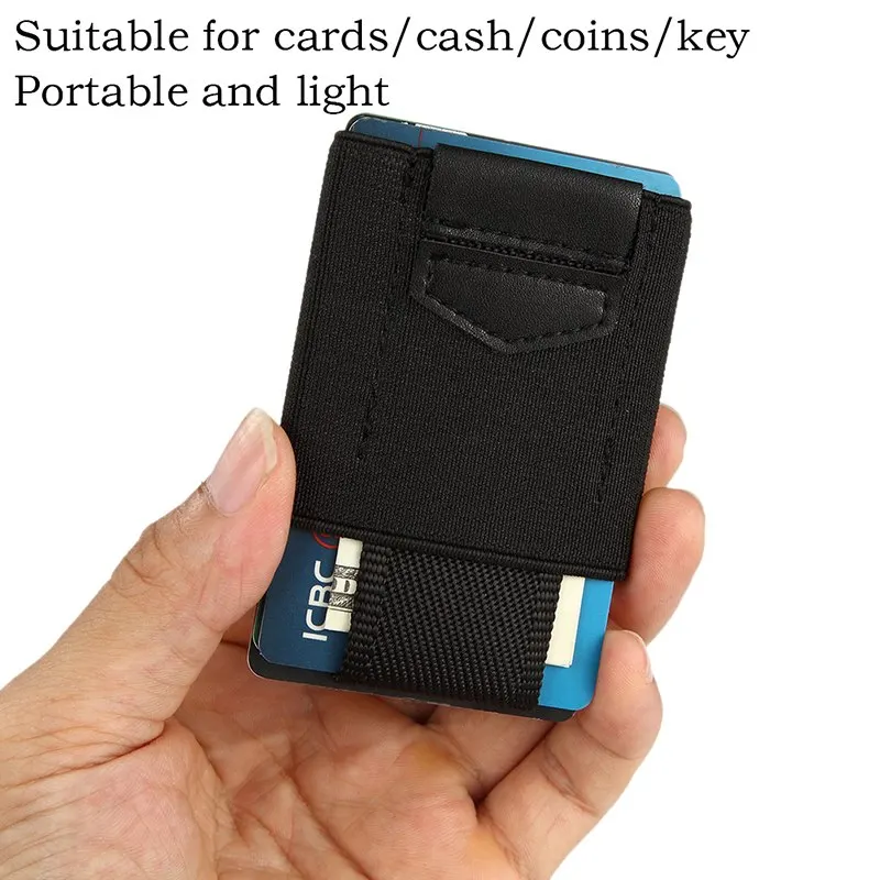 

Slim Wallet 15 Card Holders For Men&Women Elastic Belt Fixed Front Pocket Package Cash Coins Keys