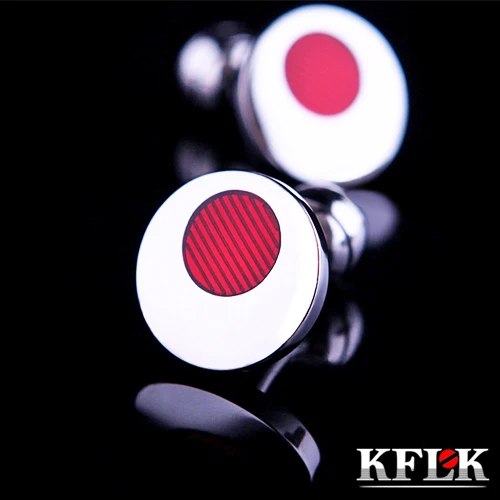 

KFLK Luxury shirt cufflinks for mens Brand cuff button de manchette High Quality wedding cuff link Red abotoadura Jewelry