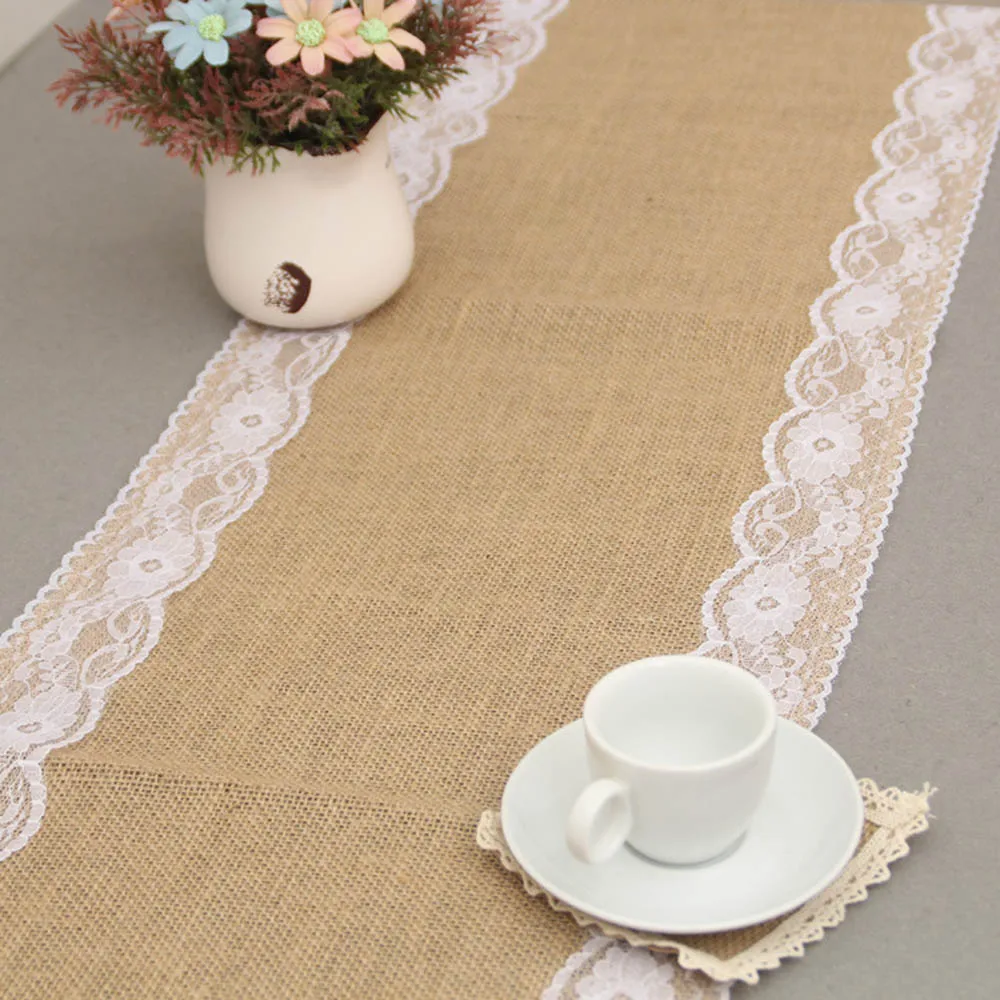 

30x275cm Vintage Burlap Ribbon Lace Hessian Table Runner Linen Retro Burlap DIY Sashes Wedding Decor Rustic Party Supplie HG0195