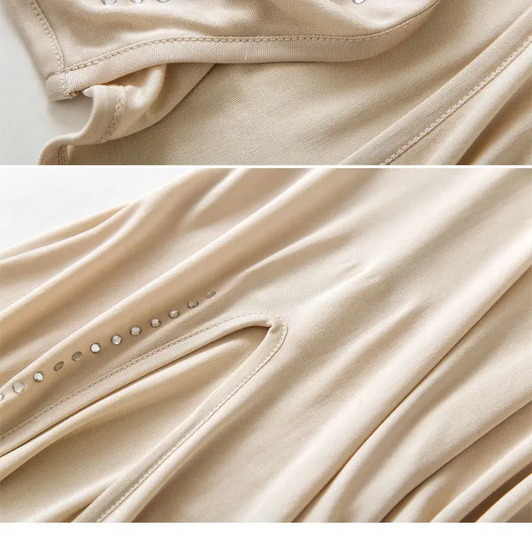Women White Petticoat Short Slip Dress Plus Size Sexy Inner Slip Dress Silk Underdress Hot Drilling Thin Split Nightdress Summer