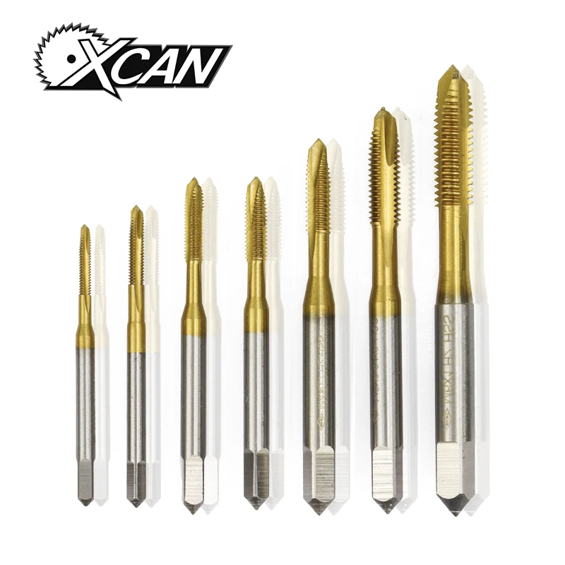 XCAN 1 шт. M2/M2.5/M3/M3.5/M4/M5/M6 титановое покрытие ручной кран HSS Метрическая прямая флейта резьбовой кран