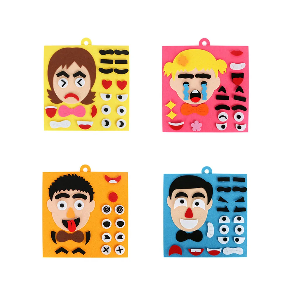 1Set Children's Day Decoration Kids Toy Cartoon Pattern DIY Emotion Change Puzzle Facial Expression Learning Toys for Children | Дом и сад