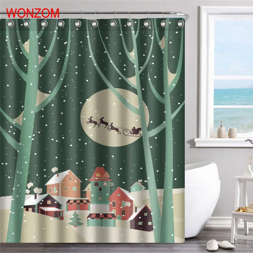 WONZOM Merry Christmas занавески для душа Ванная комната Декор Современный 3D