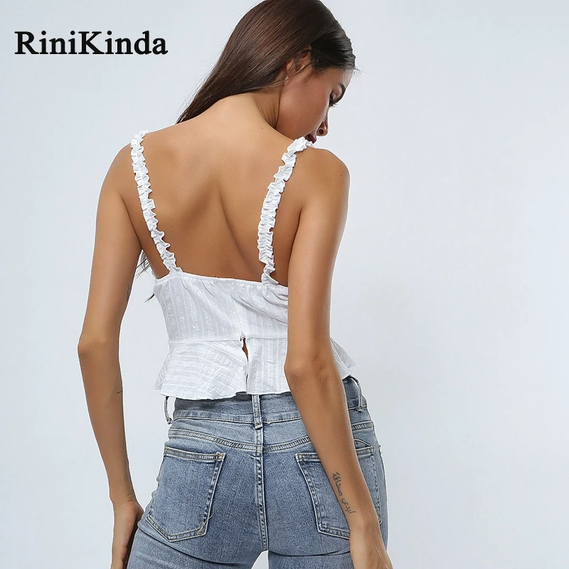 RINIKINDA Новинка 2019 женский короткий топ на бретелях Женский Топ с круглым вырезом