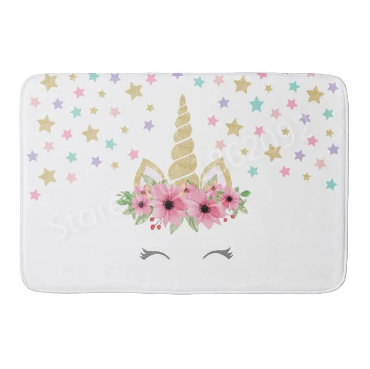 Stylish Unicorn Doormat Cute Glitter Whimsical Eyelash Door Mat for Girl Daughter Kid Room Decor Party Rug |