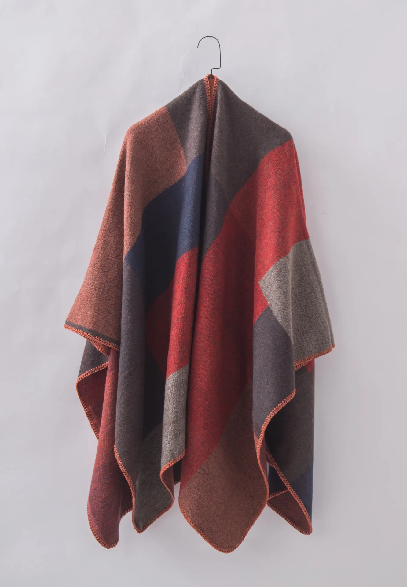 

Creative Lattice Women's Travel Shawl Cape Acrylic Material Slit Thicked Cloak
