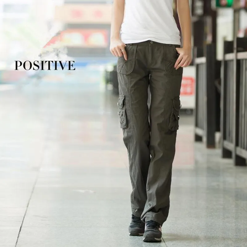 as picture Pantalon Femme, весна, женские прямые свободные джинсовые комбинезоны, брюки для девушек, для тренировок, с несколькими карманами, штаны-Карго - Цвет: as picture