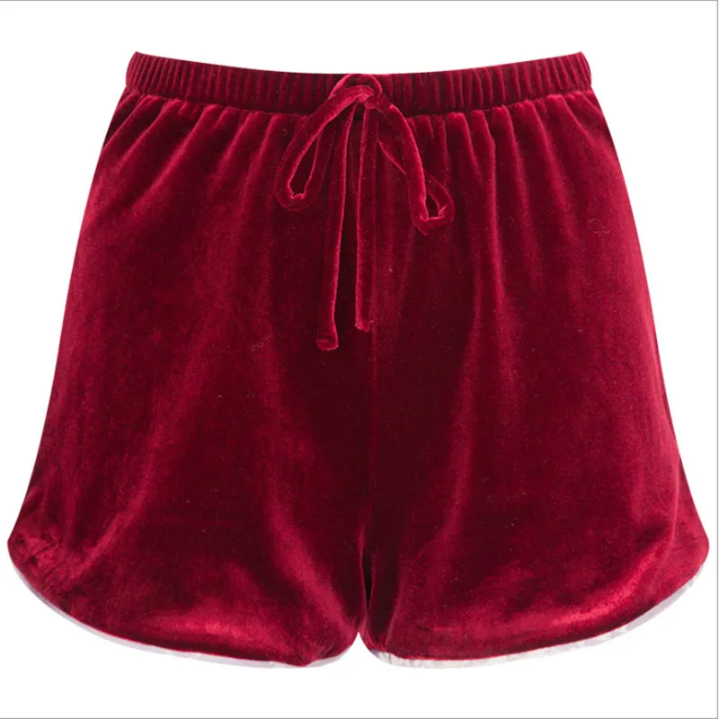 Женские пикантные бархатные шорты vine красные с белой подкладкой милые