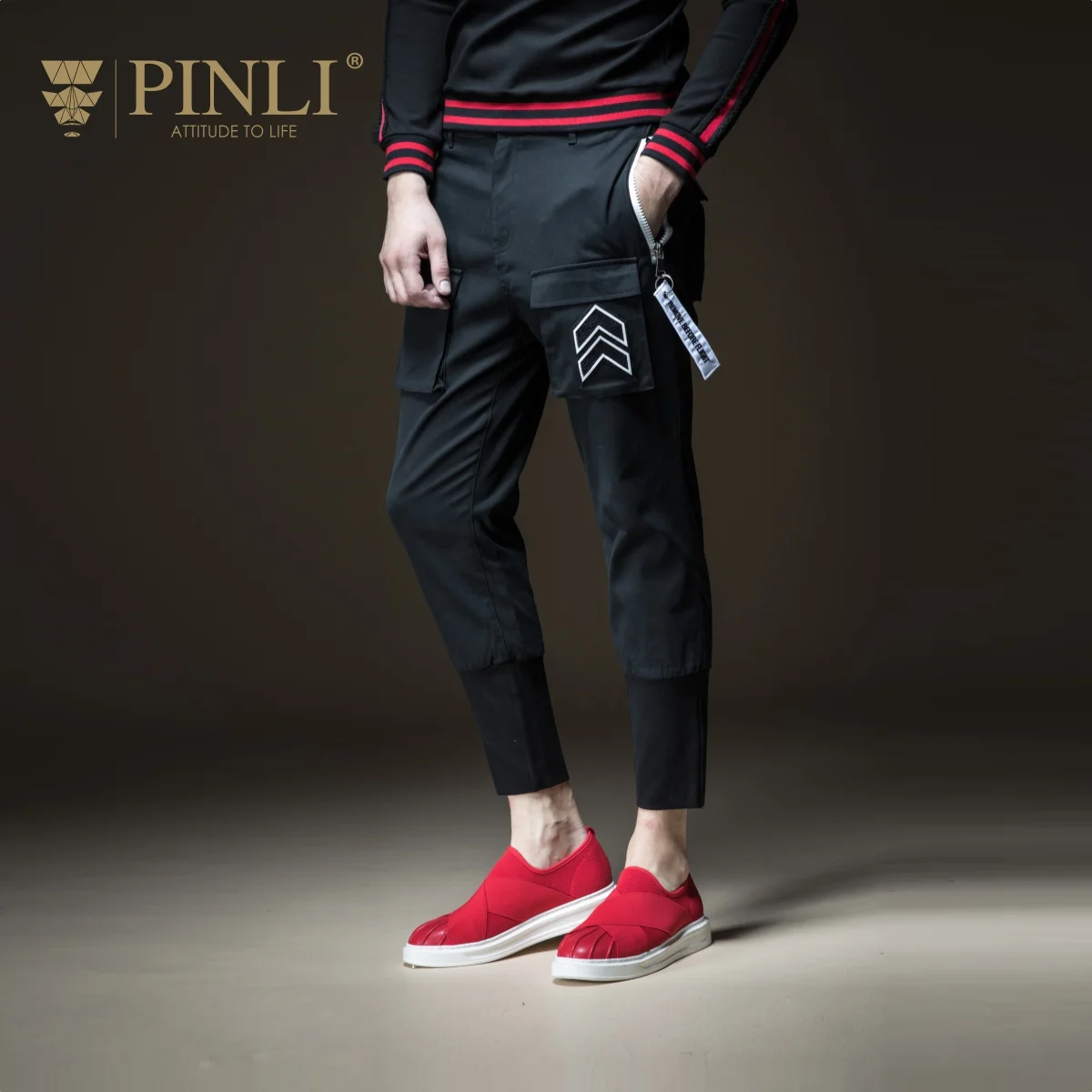 Мужские обтягивающие спортивные штаны средней длины Pinli Pin Li новая стильная
