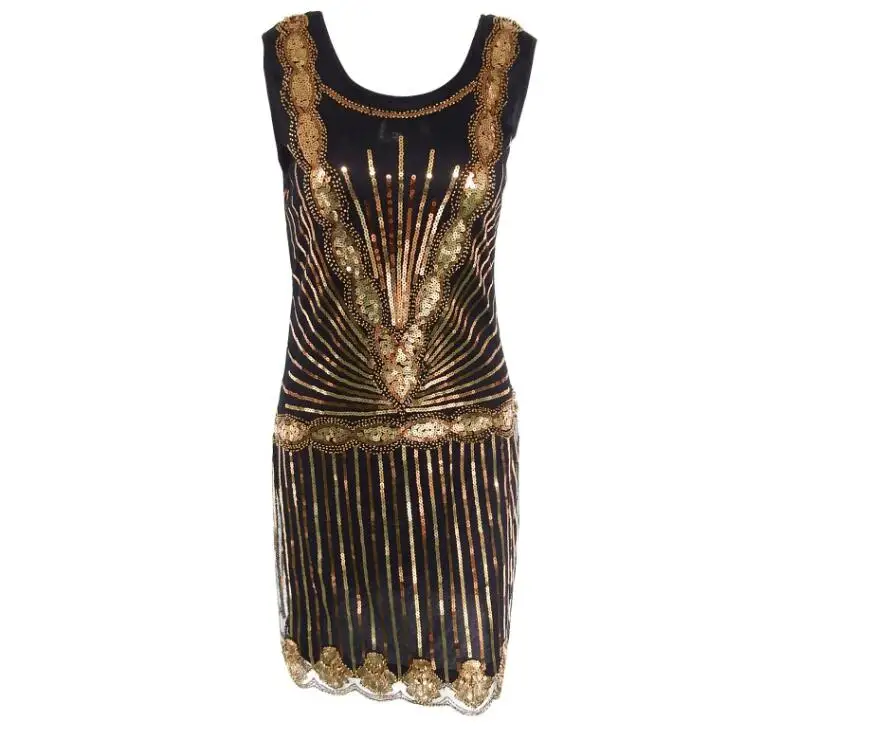 Женское винтажное платье без рукавов Gatsby блестящее Новогоднее в стиле ар деко с