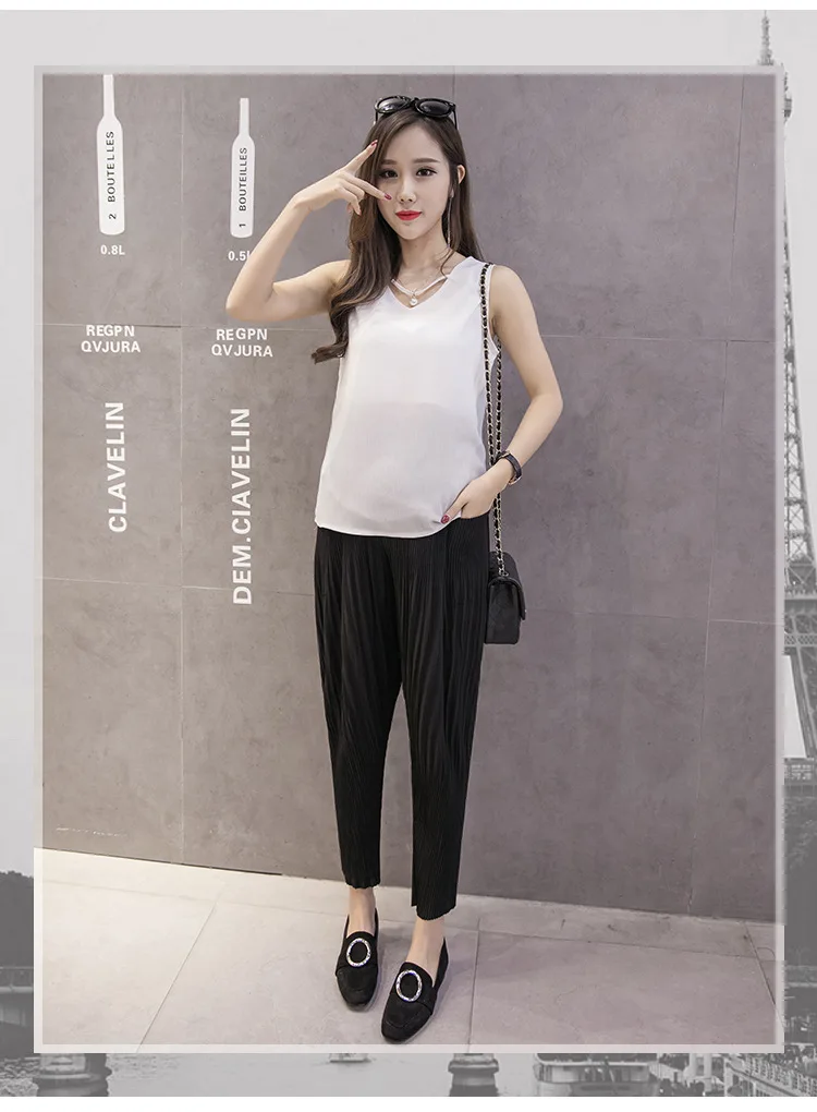 Модные шифоновые брюки для беременных Fdfklak свободные шаровары большого размера