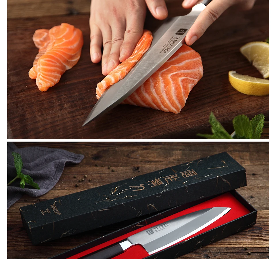XINZUO 180 мм Gyuto нож X5Cr15MoV из нержавеющей стали, японский Deba Филейный нож, рыбная голова, кухонные поварские ножи, ручка из черного дерева