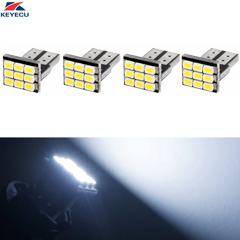 Keyecu 4 штуки DC 12V 6500K T10 клин 1206 9-SMD W5W 168 194 2825 161 158 192 Сверхбелый интерьерный светодиодный автомобильный лампочка.