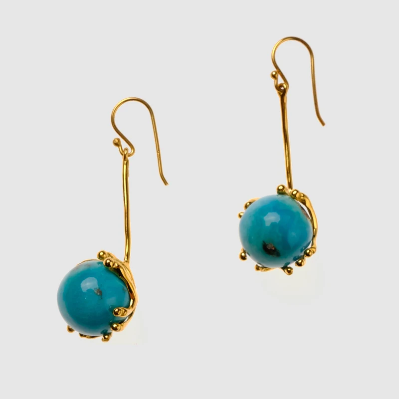 

amorita boutique classic design tuquoise ball drop earrings with gift box