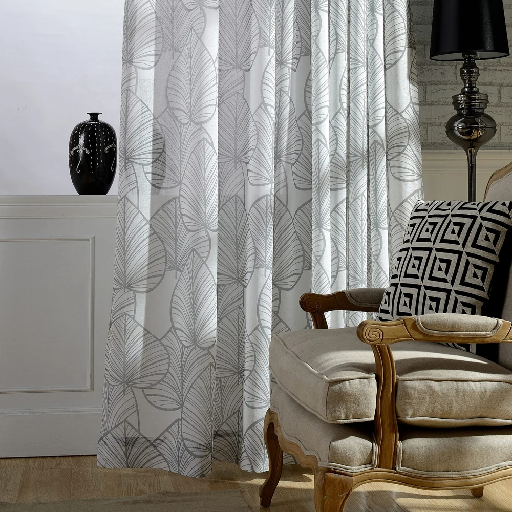 P.O.F сезон печатных оставляет шторы для гостиной лечение окно sheer home decor тюль