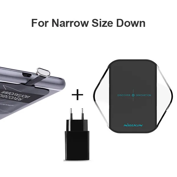 Narrow side down Универсальное Qi Беспроводное зарядное устройство usb адаптер для зарядки приемный приемник для iphoneex 8 7 7plus ForSamsungS9/S9plus/S8 - Тип штекера: Narrow side down
