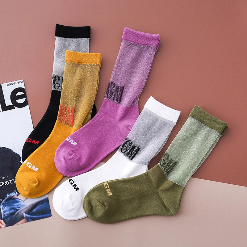 SP &amp CITY спортивные стильные с буквенным рисунком прозрачные короткие носки Harajuku