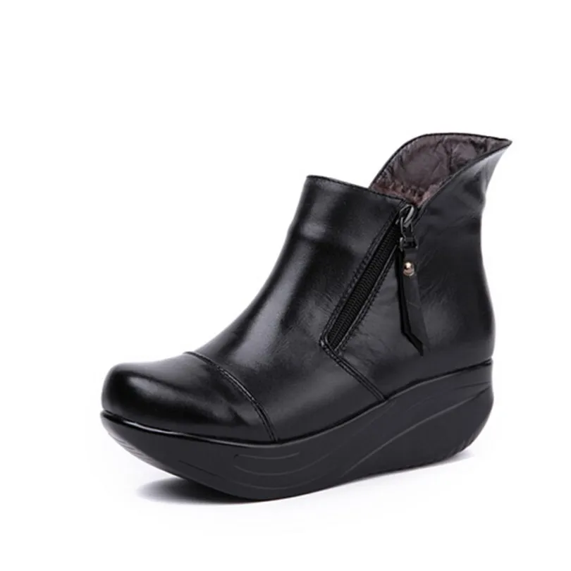 LIN KING/теплые плюшевые черные женские ботинки Зимние на толстой подошве Ботинки