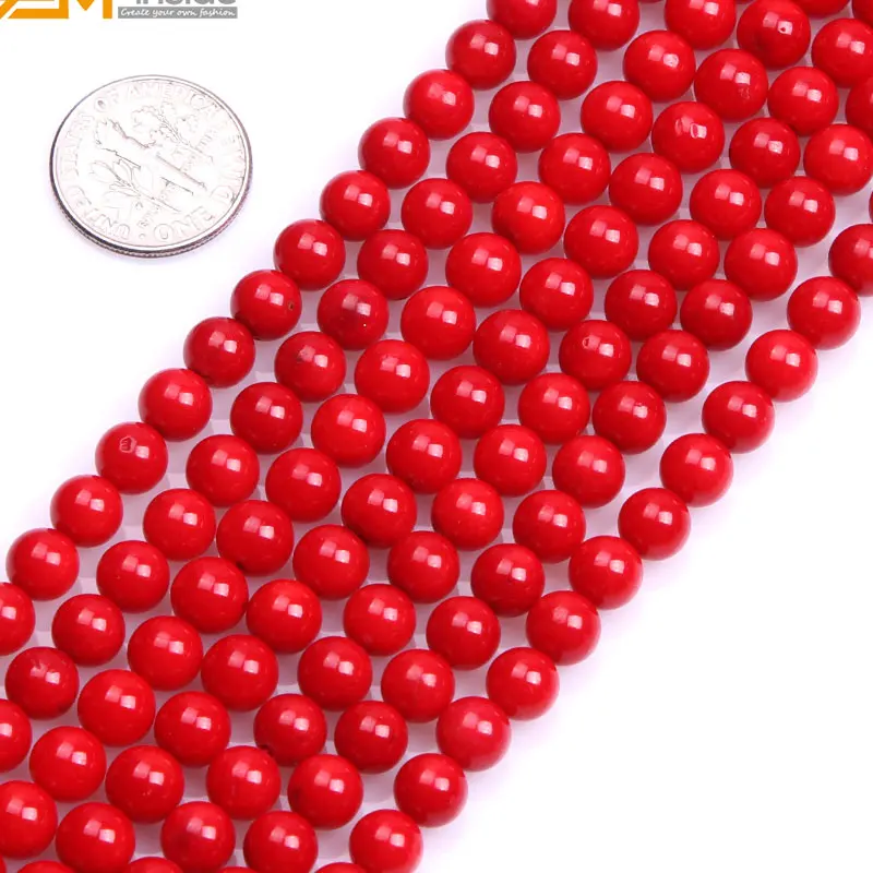 Камень внутри 2 25 мм окрашенные цветные круглые красные коралловые бусины для