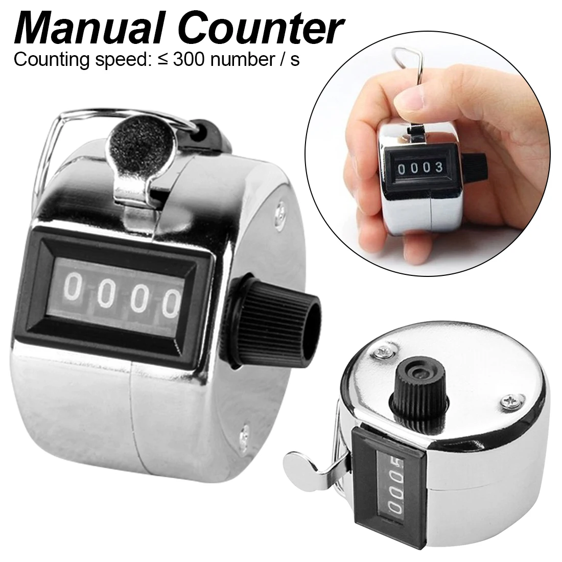 

Silver Metal housing mechanical counter Manual Counting Tally Clicker Timer Soccer Golf Counter 4 Digit counter