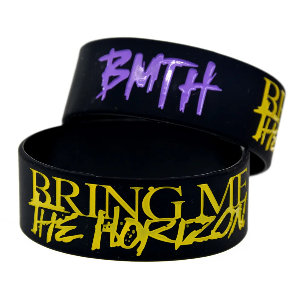 Силиконовый браслет BMTH Bring Me The Horizon 1 шт. ширина дюйм черный|Браслеты с шармами| |
