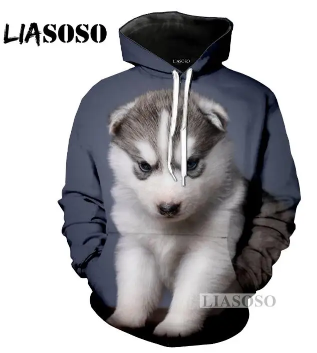 LIASOSO,, забавные, сибирские собаки хаски, милый щенок, Повседневный, 3D принт, для женщин и мужчин, толстовки с капюшоном, толстовки, хип-хоп, Харадзюку, X0064 - Цвет: 3