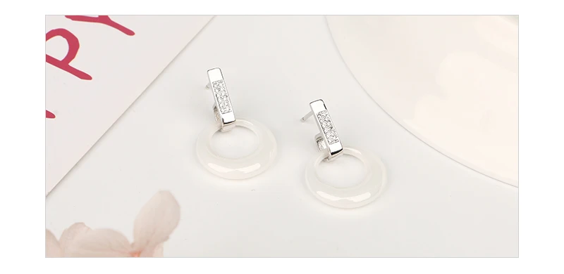 Forever Clear Круглый фианит круглые серьги-гвоздики с красивым кубическим цирконием здоровые керамические серьги ювелирные изделия Bijoux для женщин подарок