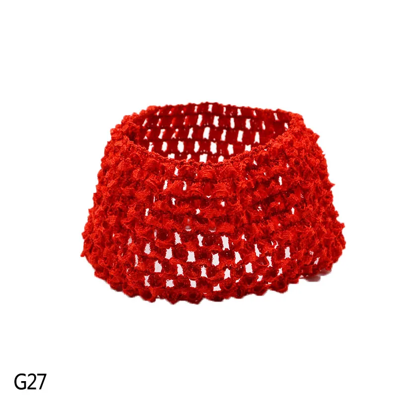 G27 1 шт., 14,5 см* 7 см, цветная шелковая повязка на голову для девочек, эластичное вязаное крючком повязка для волос, теплая повязка на голову, головной убор, Детские аксессуары для волос - Цвет: G27