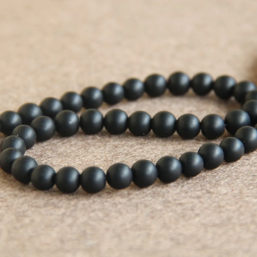 8mm Fashion Natural Black Onyx Beads Round DIY Stone Frosted Accessory Parts 15inch Grind Arenaceous Jewelry Making Design | Украшения и