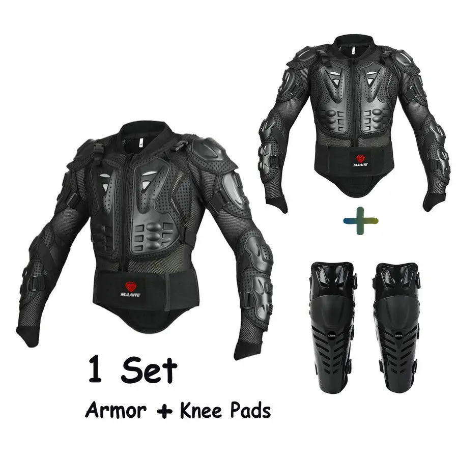 

Free shipping 1Set Motorcycle Enduro Jacket Protective Gear Men Motorcycle Armor Jacket Knee Pads