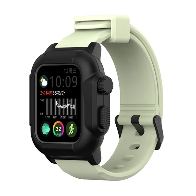 Водонепроницаемая Спортивная Обложка для Apple Watch Case Series 4 3 2 силиконовый ремешок 44 мм 42 мм 40 мм ударопрочный ремешок - Цвет ремешка: black grey green