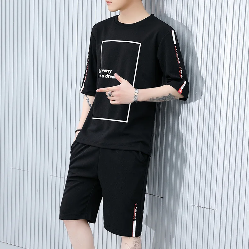 Мужской костюм для отдыха Корейская версия комплект из двух предметов летняя