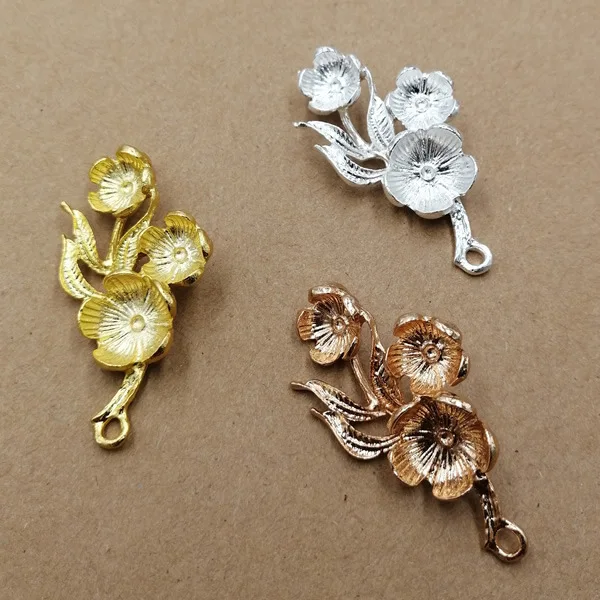 

20pcs 47*25MM Metal Alloy Flowers Pendant Gold/ Silver Color KC Gold/ Tone Flowers Branches Pendant Charm For Jewelry Making