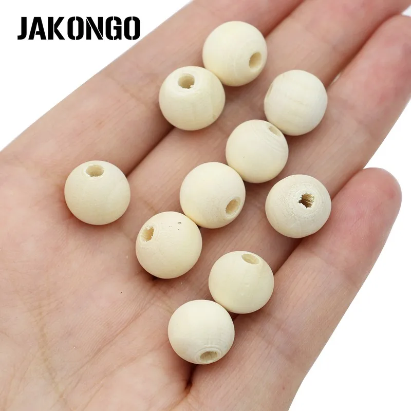 JAKONGO круглые шарики деревянные бусины разделители свободные для изготовления