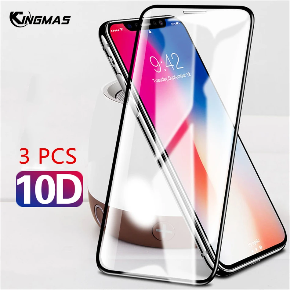 3 шт 10D Защитное стекло для iPhone 6 6s 7 8 plus XR X полное покрытие Xs Max защита экрана