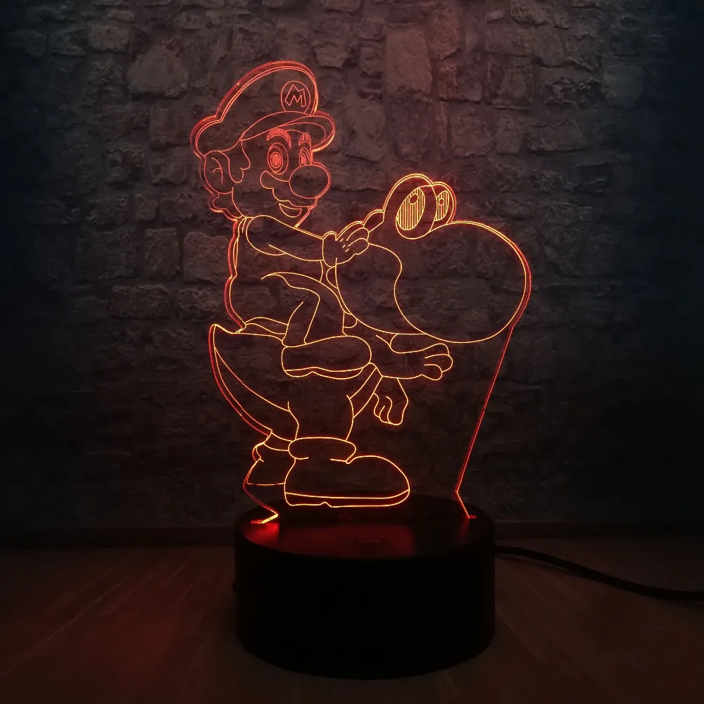 Новинка мультяшный 3D Марио Йоши светодиодный USB светильник многоцветный ночник