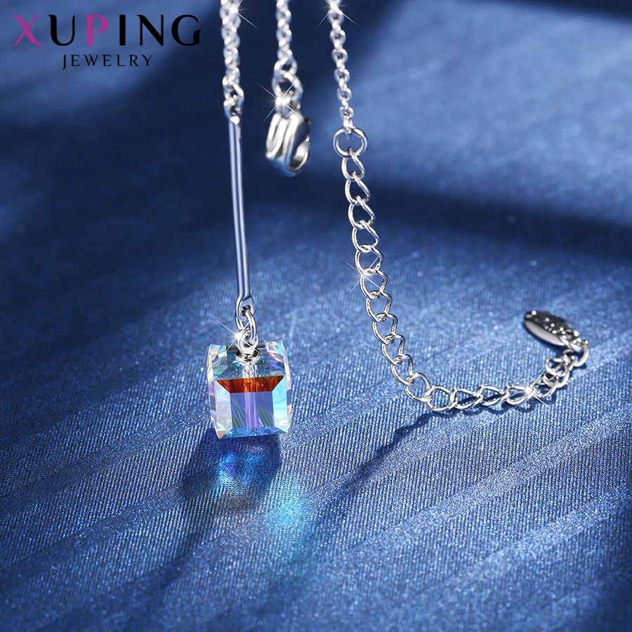 Xuping ювелирные изделия кулон квадратной формы кристаллами от Swarovski романтические ожерелья для девочек и женщин рождественские подарки M96-40179