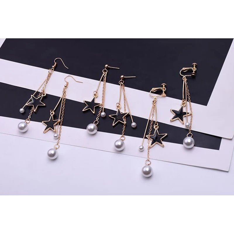 Серьги SUKI в геометрическом стиле серьги без проколов жемчуг металлические