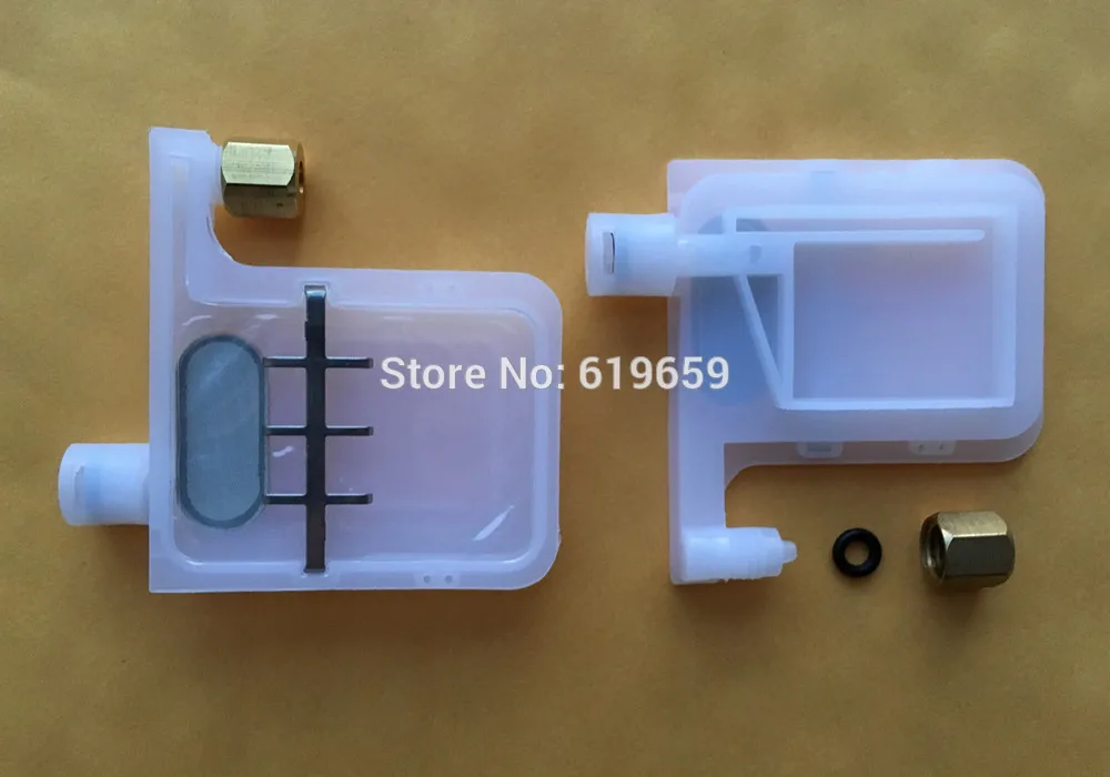 Большие демпферы для принтера с фильтром и гайкой (Mutoh VJ-1604/Roland XC-5400/для Epson DX4/DX5, трубка 4*3 мм), 10 шт.