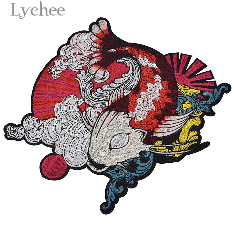 Lychee, 1 шт., вышитые нашивки в виде карпа для одежды, японский стиль, аппликации для рубашек, ручная работа, рукоделие