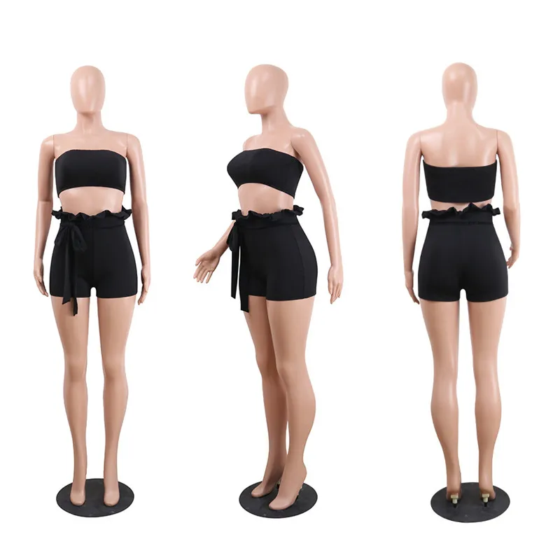 Женский комплект из двух предметов Adogirl укороченный Топ без бретелек + шорты с