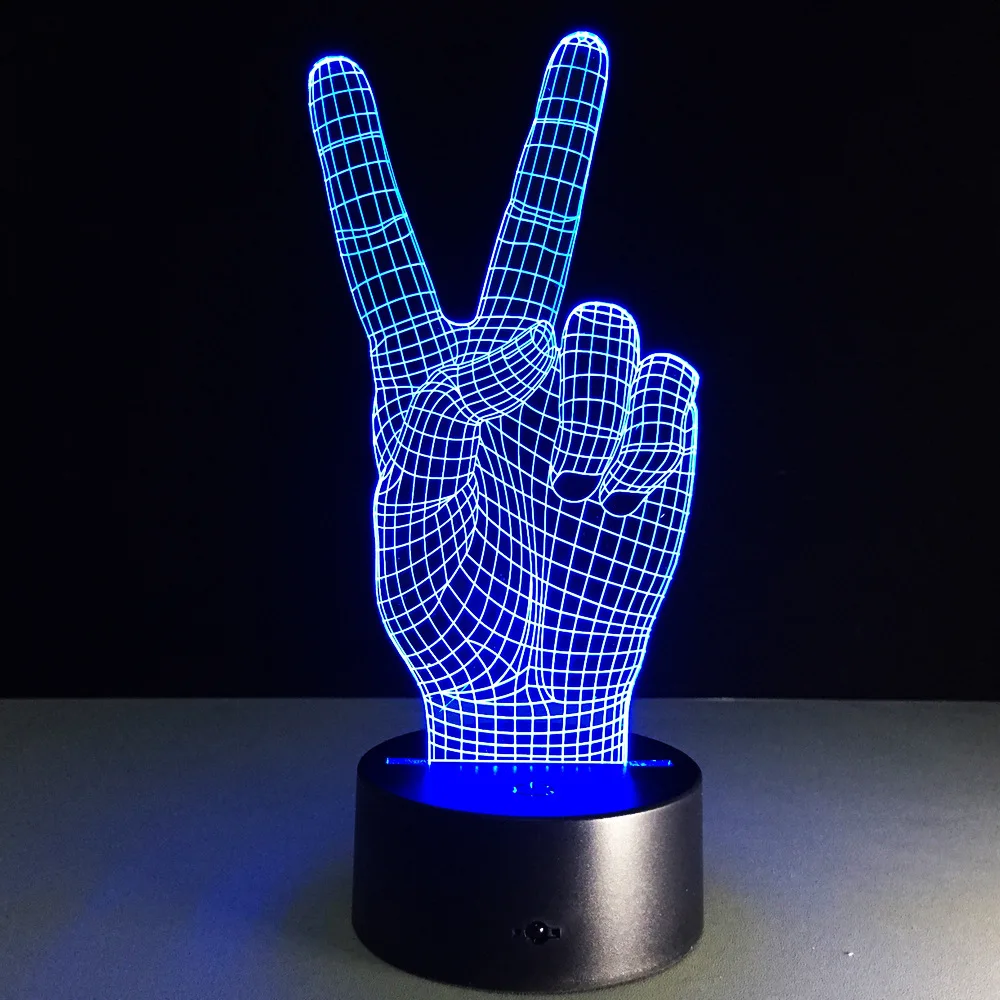 3d светодиодный светильник Hand Victory цветная сенсорная визуальная лампа украшение