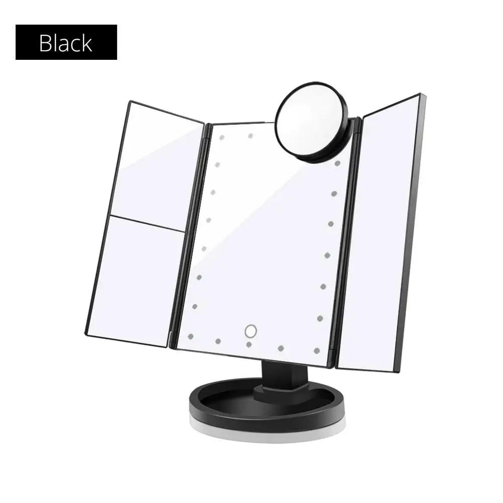 3 Folding Black Set 1X 10X Макияж Зеркало сенсорный экран светодиодный макияж свет туалетный столик зеркала Регулируемый Настольный туалетный свет для косметической красоты - Испускаемый цвет: 3 Folding Black Set