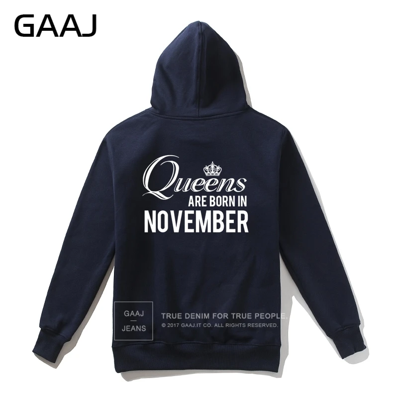 GAAJ "Queens are born in November" мужская толстовка с капюшоном, Женская толстовка на молнии, Мужская Высококачественная флисовая толстовка с принтом в стиле хип-хоп