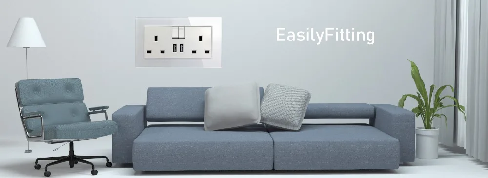 S7 белый черный двойной 13A UK BS настенная розетка с 2.1A двумя портами usb для зарядки, панель из закаленного стекла