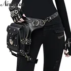 Женская поясная сумка Norbinus, черная кожаная сумка через плечо с заклепками в стиле стимпанк