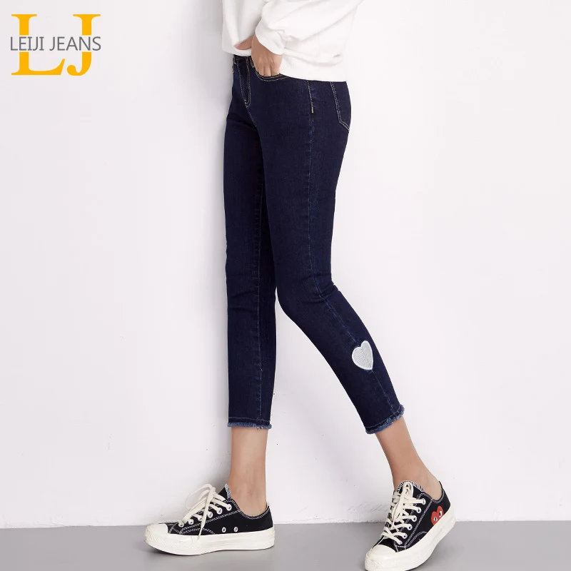 LEIJIJEANS Новое поступление весенние размера плюс с вышивкой в виде сердца средняя